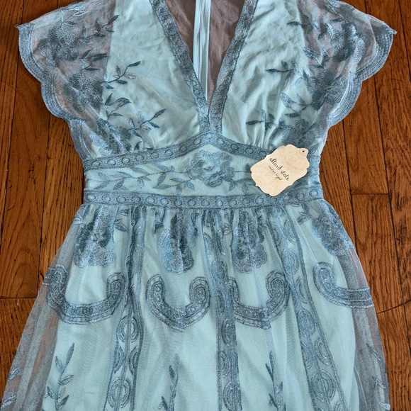 NWT Altar’d State Blue Mariska Lace Maxi Dress Sz Small - Picture 9 of 16